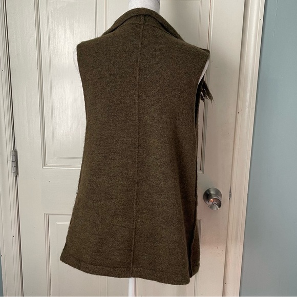Aritzia Fei Fei Alpaca Blend Sweater Wilfred Free Green Small Boho Wool Fringe - Picture 7 of 15
